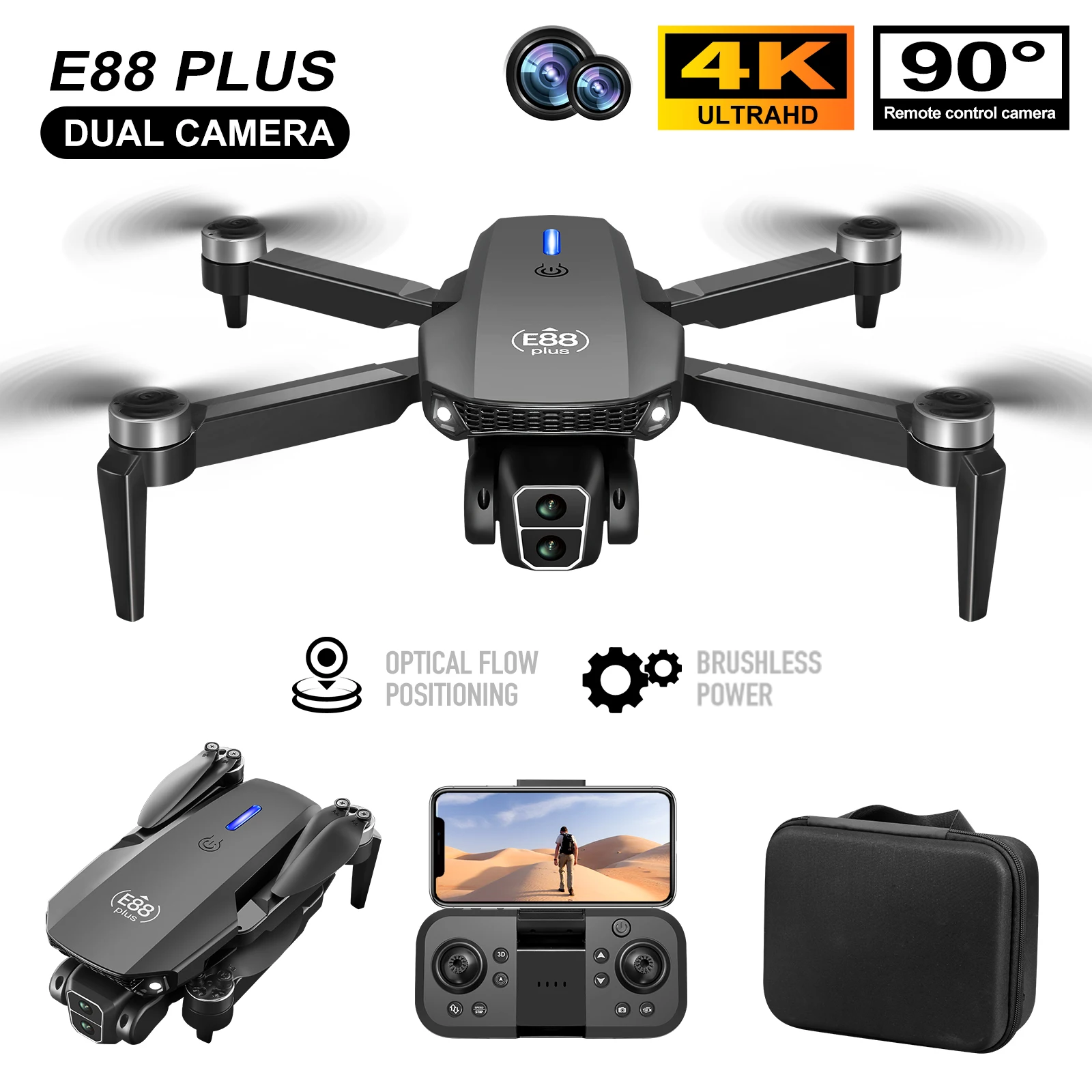 Nowy dron E88 Plus Quadcopter: – Drone Battery Box recenzja i cena